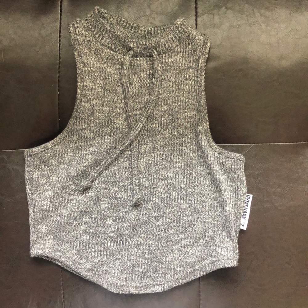 Gray/ Charcoal Gym Shark crop tank